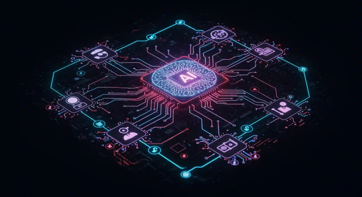 AI algorithms processing customer inquiry data flow
