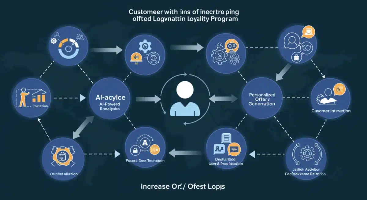 Infographic showing the data flow and personalization in AI-driven loyalty programs.