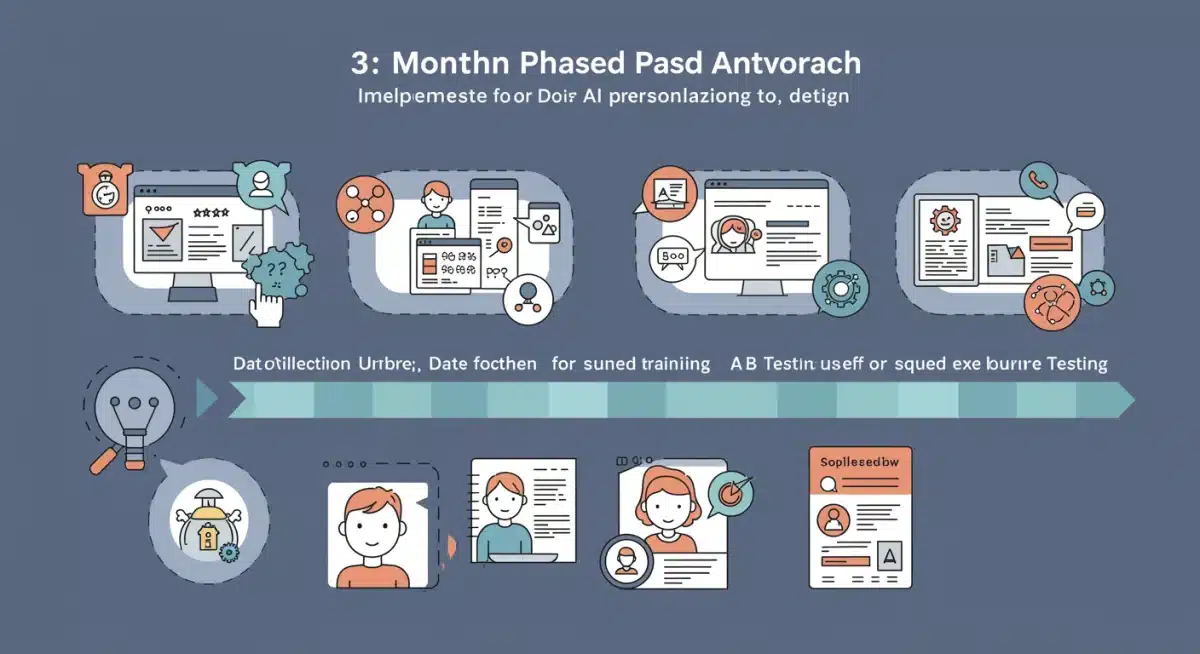 Infographic detailing a 3-month AI personalization implementation roadmap for e-commerce.