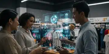 AI Personalization: Boost US Retail Sales by 10% in 2025 AI-powered personalization transforming US retail, showing data insights and customer experience improvements leading to sales growth.