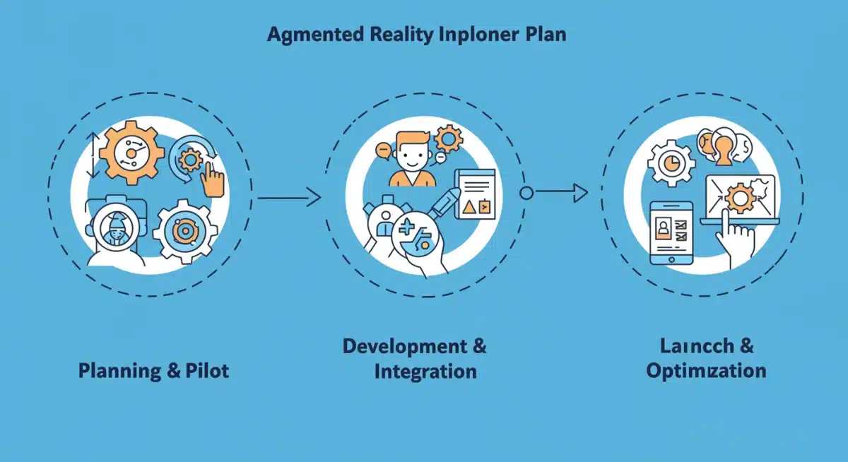 Infographic showing a three-phase augmented reality implementation roadmap.