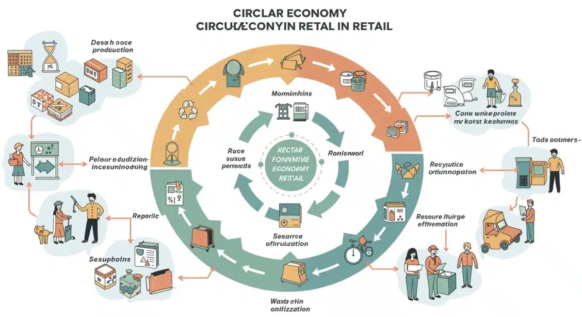 Infographic depicting the circular economy lifecycle in retail