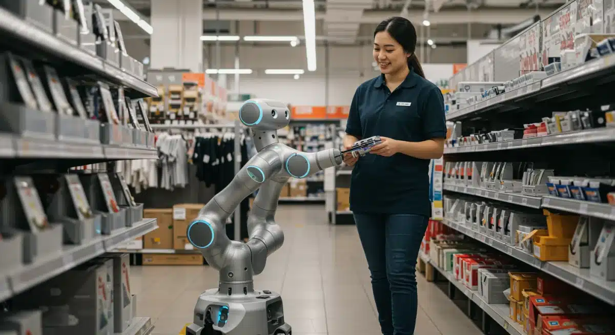 Collaborative robot assisting retail associate in-store