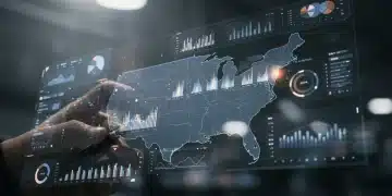 Data analytics dashboard showing conversion rates and US commerce trends