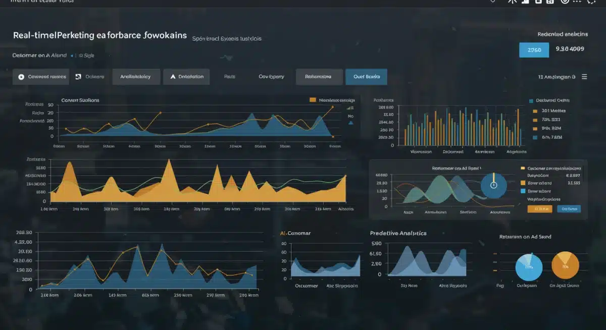 Marketing analytics dashboard showing real-time ROI and performance metrics with AI insights.