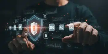 Digital shield safeguarding data with 2025 timeline and US state symbols