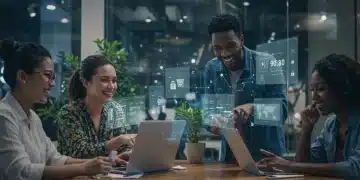 Diverse customers engaging with ethical AI-powered e-commerce platforms, illustrating trust and secure digital interactions.