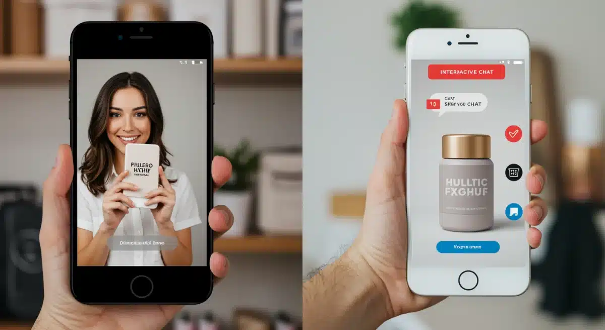 Influencer demonstrating a product live with interactive chat and purchase options on screen.