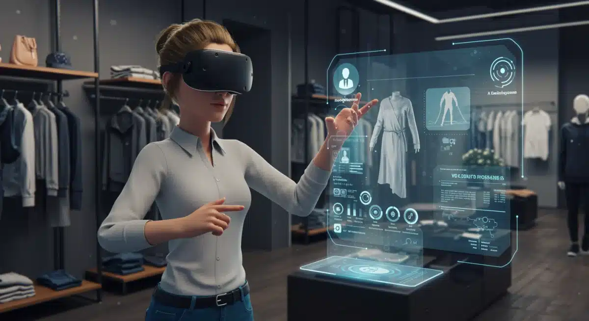 Avatar trying on digital clothing in a metaverse fashion store