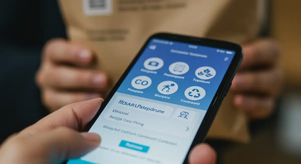 Smartphone app showing product sustainability information and lifecycle