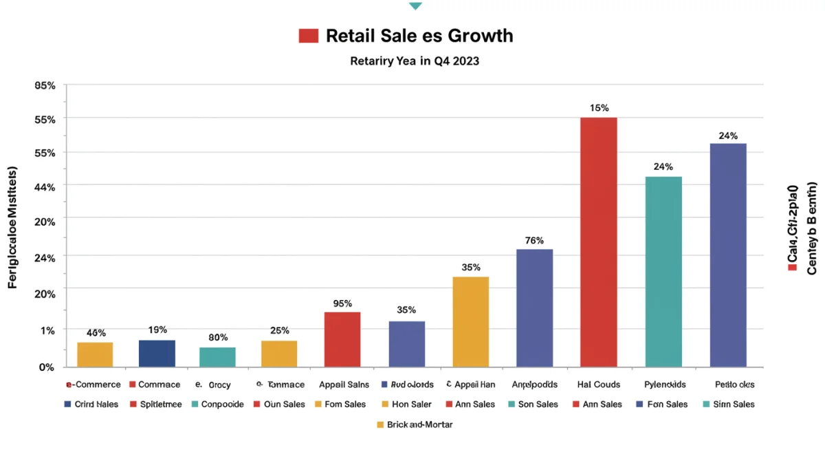 Bar chart comparing Q4 2024 and Q4 2023 US retail sales growth by sector.