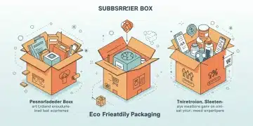 Three distinct subscription boxes representing personalization, sustainability, and community, set against a modern retail backdrop.