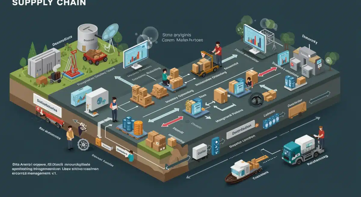 Supply chain diagram with data analytics integration points