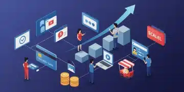 Dynamic graphic showing US subscription market growth towards 20% by 2025, with diverse services and consumer engagement.