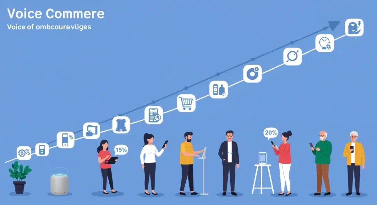 Infographic showing voice commerce growth and diverse user adoption